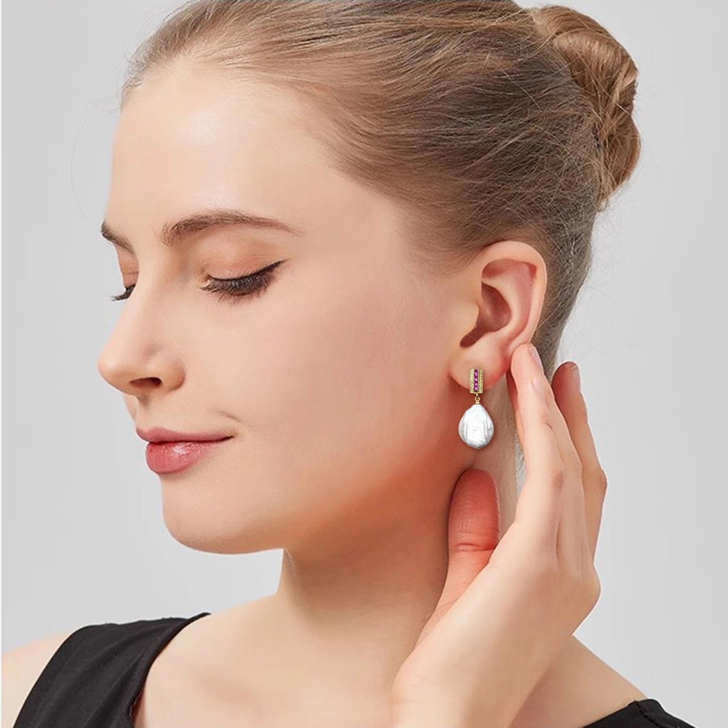 Genuine Natural Freshwater Baroque Pearl Earring Woman,White Silver 925 Pearl Earrings Jewelry Mother Wife Birthday Gift