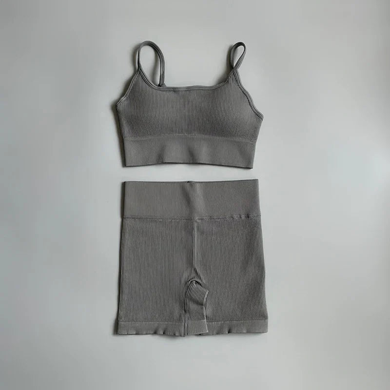 Seamless Yoga Set Gym Suits With Shorts Crop Top Sport Bra Women's Shorts 2 Pieces Set Running Workout Outfit Fitness Clothing