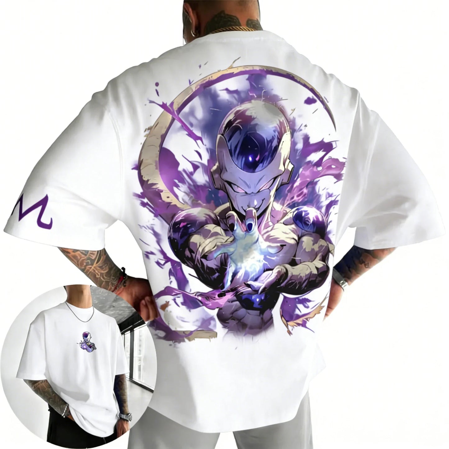 Anime Cotton T-shirt Summer New Frieza Printed Men's and Women's Trendy Versatile Loose Casual Short Sleeve Top