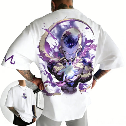 Anime Cotton T-shirt Summer New Frieza Printed Men's and Women's Trendy Versatile Loose Casual Short Sleeve Top