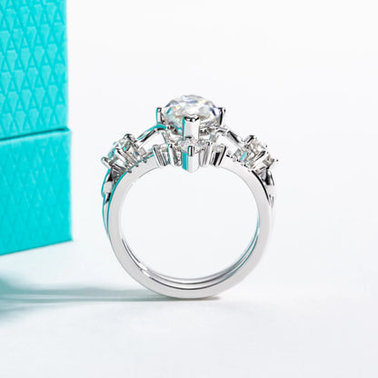 3ct Marquise Cut D Color Moissanite Wedding Bands 18k Gold Plated 925 Sterling Silver Crown Bridal Ring Set for Girls
