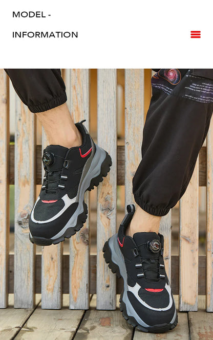 Men's Work Safety Boots Steel Toe Shoes Indestructible Shoes Puncture-Proof Work Boots Kevlar fabric Rotating Button Shoes