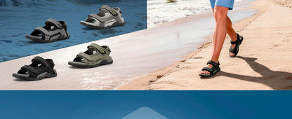 FitVille Mens Sandal Wide Toe Box Walking Athletic Sandals For Men With Arch Support Cushion Slip-Resistant Beach Sandals