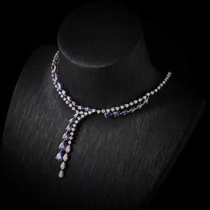 Luxury Color Fancy Yellow Cubic Zirconia High Quality Pink Jewelry Set Women Elegant Sets Necklaces Trend 00086