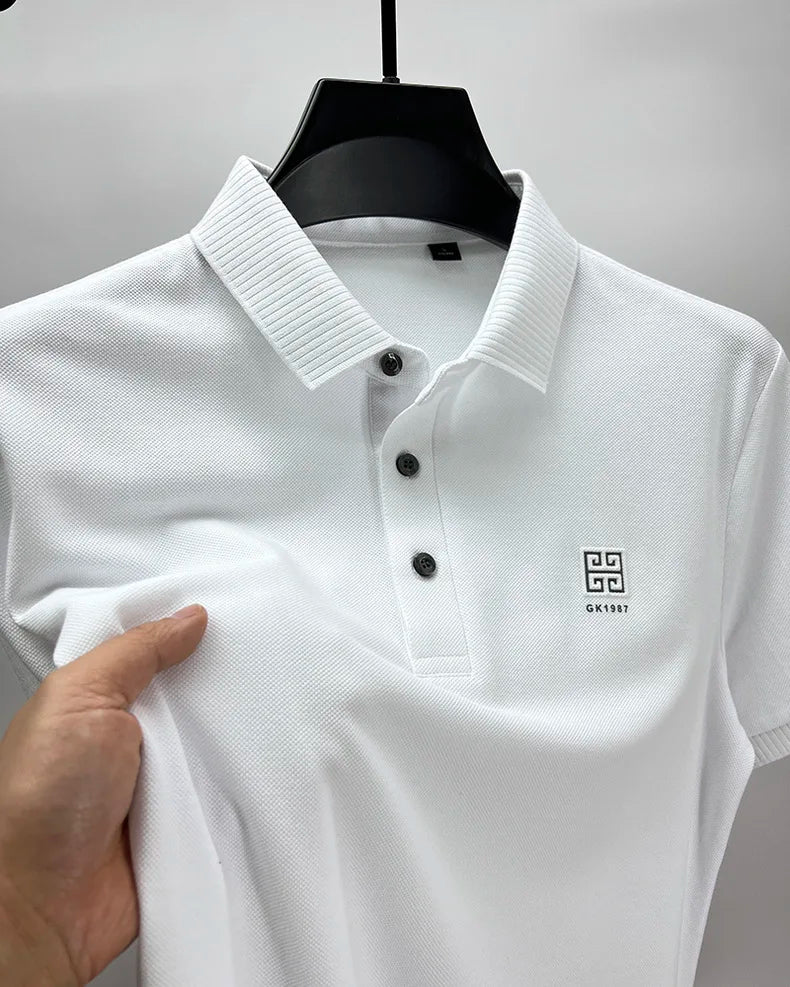 100% cotton breathable polo shirt short sleeve men's brand T-shirt 2023 summer high-end embroidery casual loose Paul shirt men's