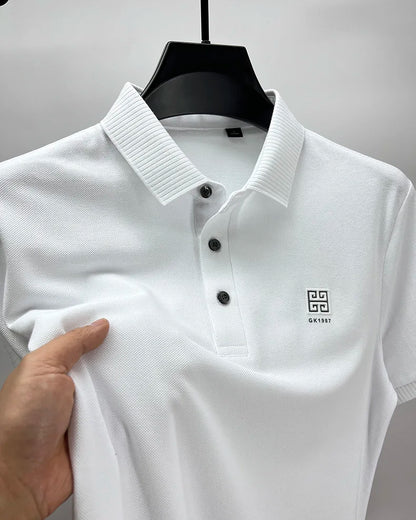 100% cotton breathable polo shirt short sleeve men's brand T-shirt 2023 summer high-end embroidery casual loose Paul shirt men's