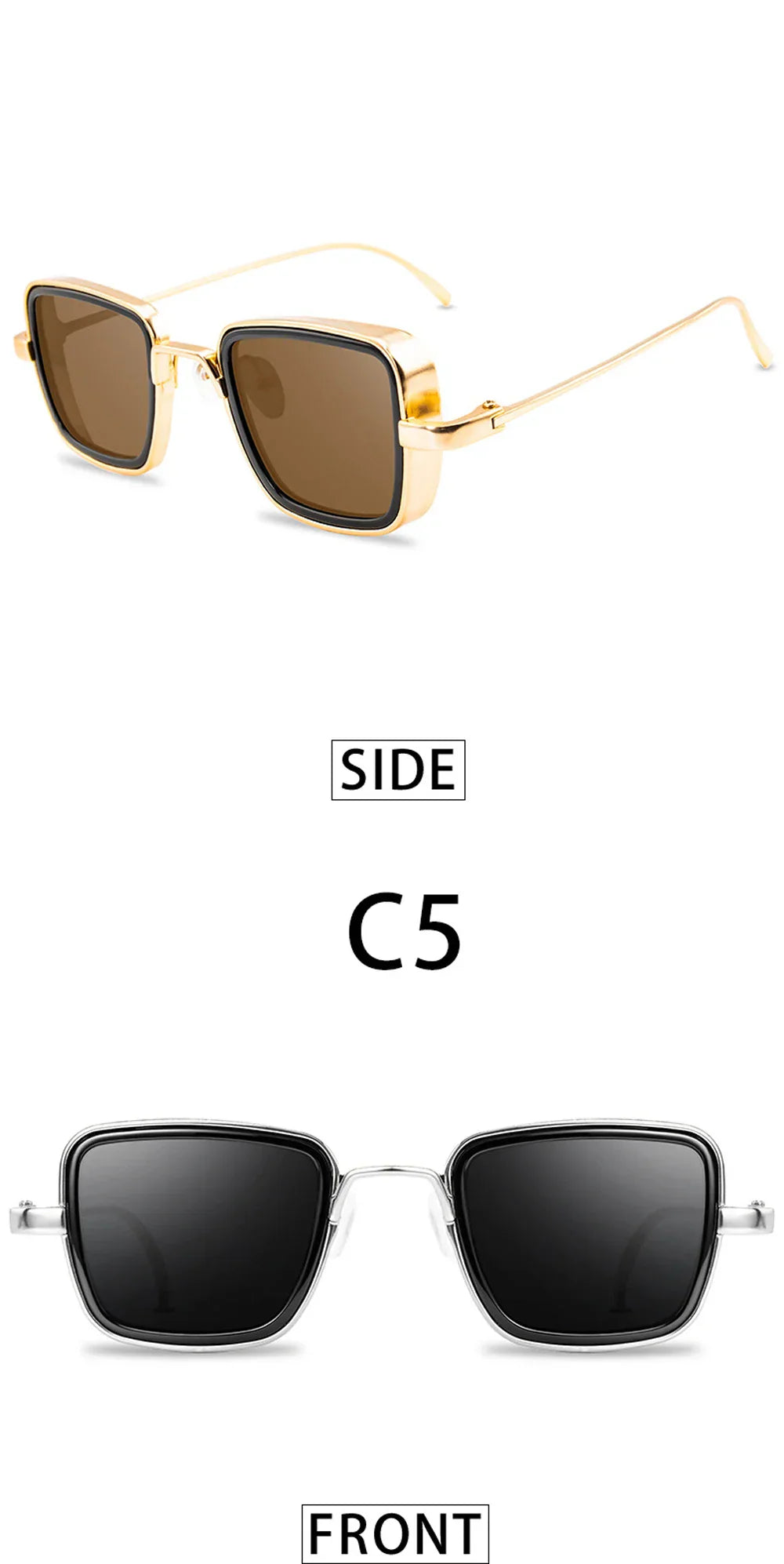 Brand Shades Men Women Sun Glasses UV400 Square Vintage Metal Steampunk Sunglasses