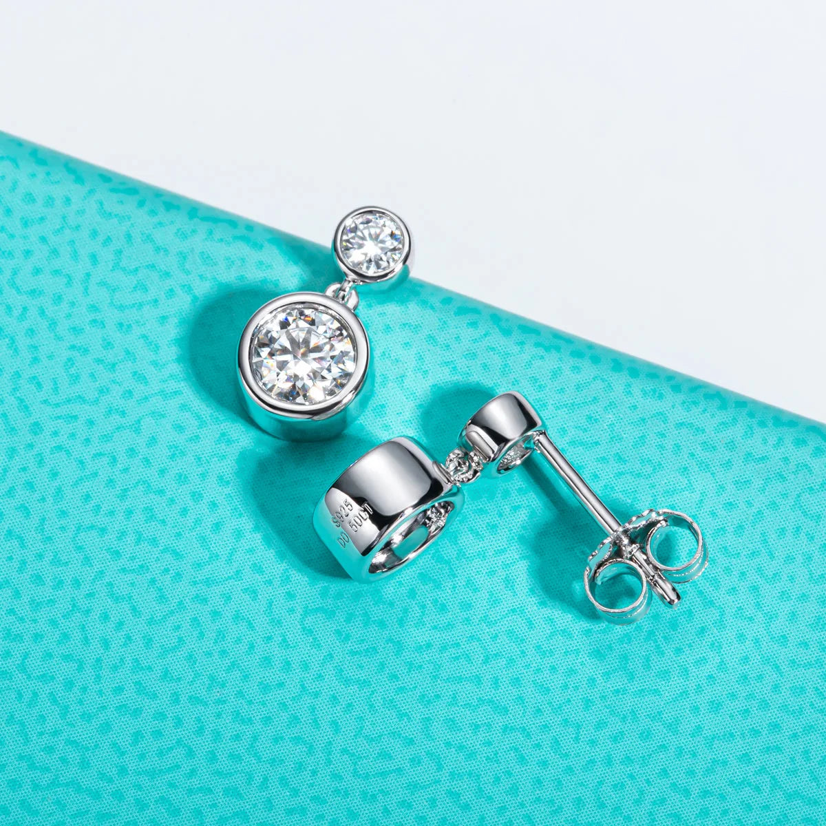 1.2cttw D Color Moissanite Drop Earrings 18K Gold Plated 925 Sterling Silver Stud Bezel Earrings Women Gifts Wholesale