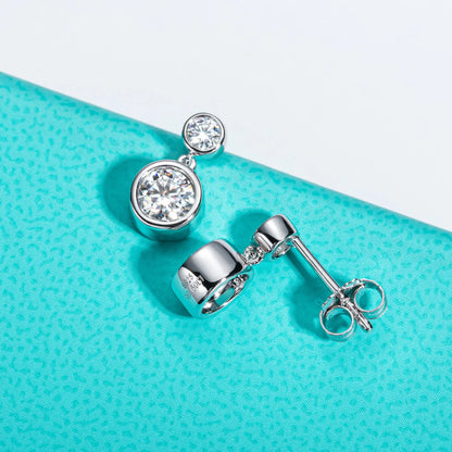 1.2cttw D Color Moissanite Drop Earrings 18K Gold Plated 925 Sterling Silver Stud Bezel Earrings Women Gifts Wholesale