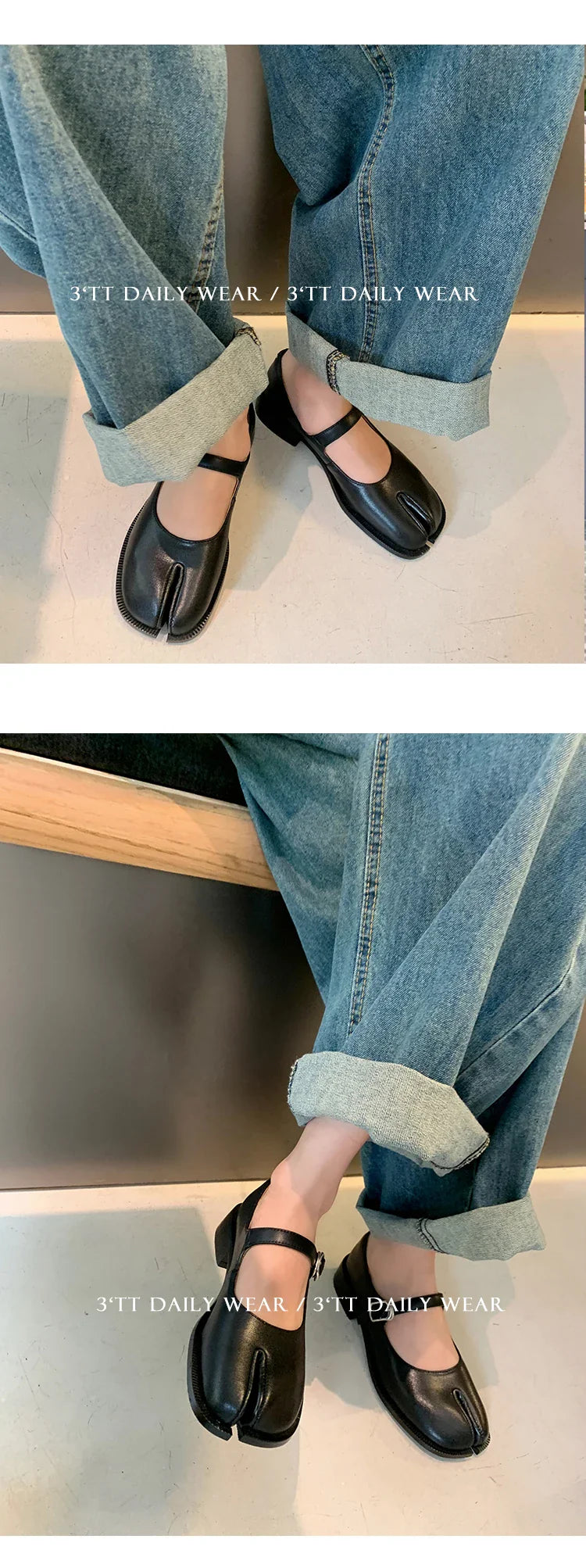 Fashion Women's Shoes New High Quality Leather Split Toe Mary Jane Shoes Comfortable Low Heel Women Shoes Lolita