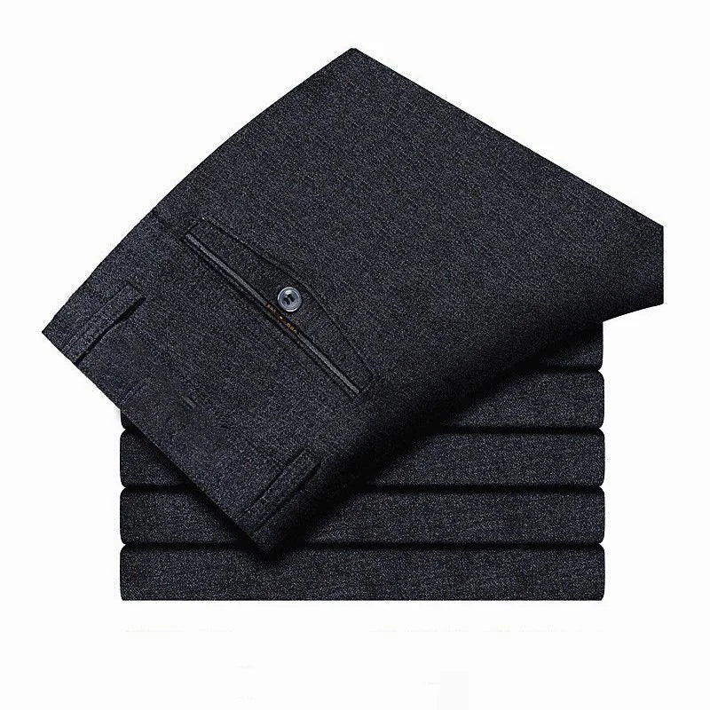 Mens Trousers Business Casual Pants Spring Summer Dress Pants Black Grey Loose Formal Suit Pants for Dad Husband