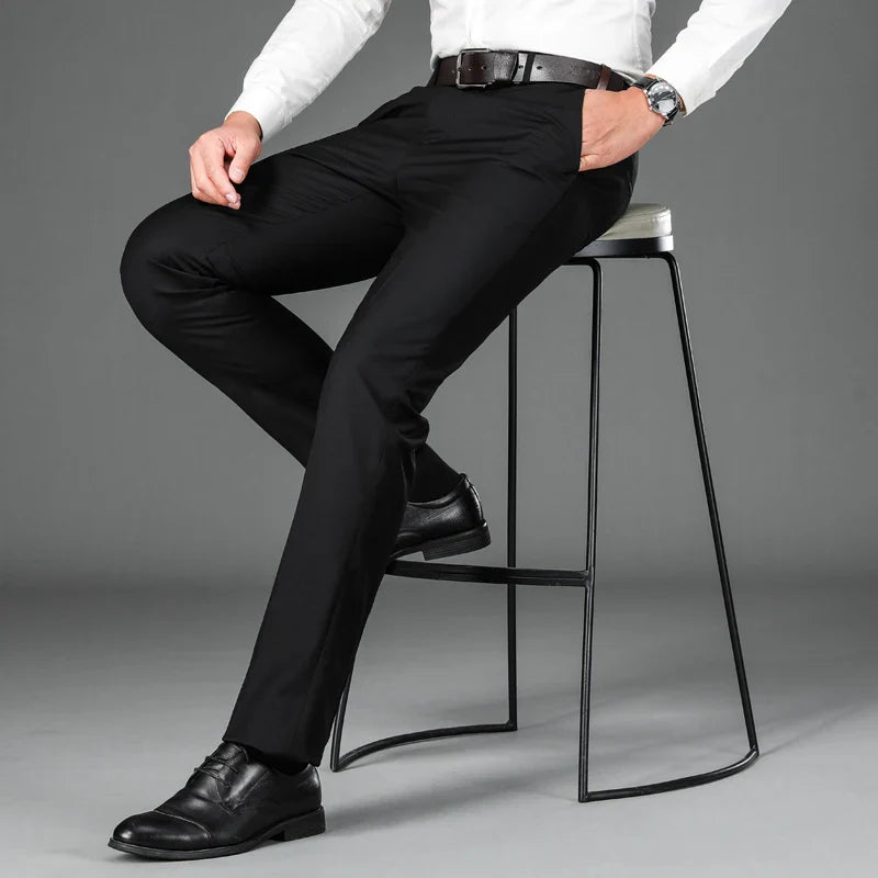 Spring Summer Suit Pants Men Smart Casual Solid Color Dress Pants Classic Straight Fashion Office Suit Trousers Mens Clothing