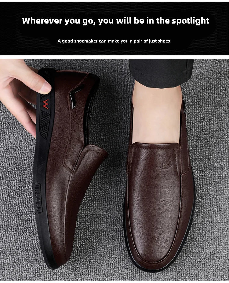 Men's Business Casual Shoes Handmade Layered Cowhide Rubber Bottom Leather Footwear for Office And Leisure