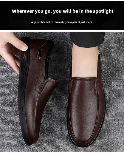Men's Business Casual Shoes Handmade Layered Cowhide Rubber Bottom Leather Footwear for Office And Leisure