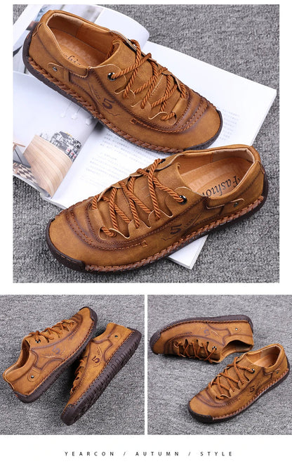 Men Leather Casual Shoes Outdoor Comfortable High Quality Fashion Soft Homme Classic Ankle Non-slip Flats Moccasin Trend