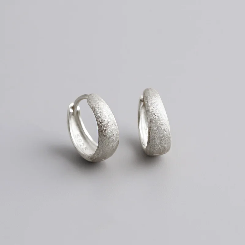 925 Sterling Silver Premium Matte Minimalism Unisex Huggies Ear Hoops Earrings for Women Gothic Piercing Men's Jewelry