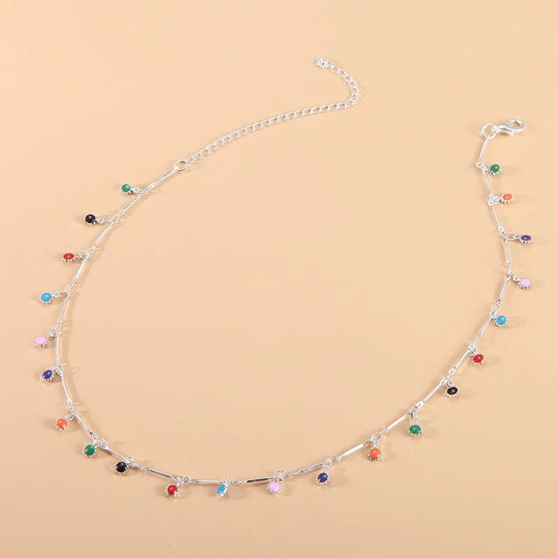 Fashion Simple Candy Color Tassel Necklace for Women Aesthetic All-match Pendant Jewelry Choker Neck Accessories Gift Chain