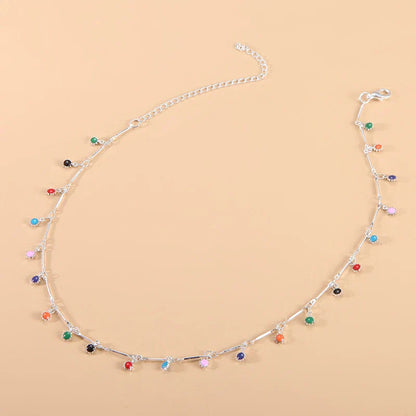 Fashion Simple Candy Color Tassel Necklace for Women Aesthetic All-match Pendant Jewelry Choker Neck Accessories Gift Chain