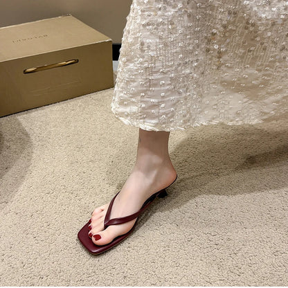 Summer Women Clip Toe Slippers Comfort Low Heel Slides Shoes Ladies Casual Dress Street Style Sandalis
