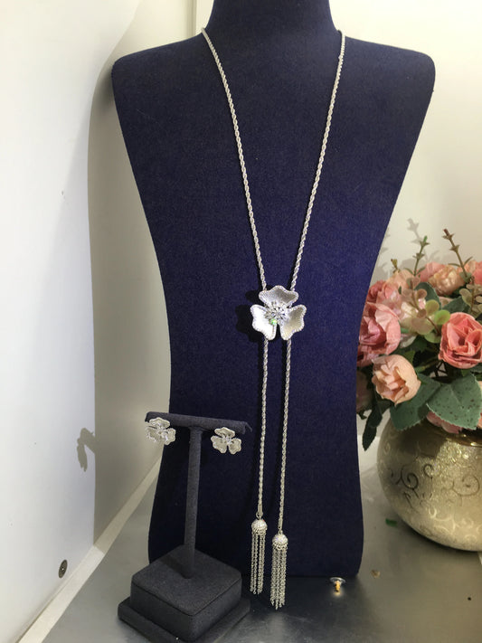 Trendy Fashion2PCS Luxury  flower Indian Jewelry Sets For Women Wedding Party Indian Dubai Bridal jewelry Set