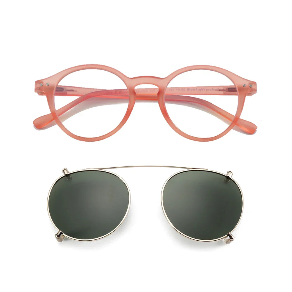 Steampunk Style Glasses (Anti Blue Light Blocking Eyewear) + Clip Lenses（Polarized Sunglasses Clips）for Women Men