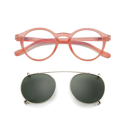 Steampunk Style Glasses (Anti Blue Light Blocking Eyewear) + Clip Lenses（Polarized Sunglasses Clips）for Women Men