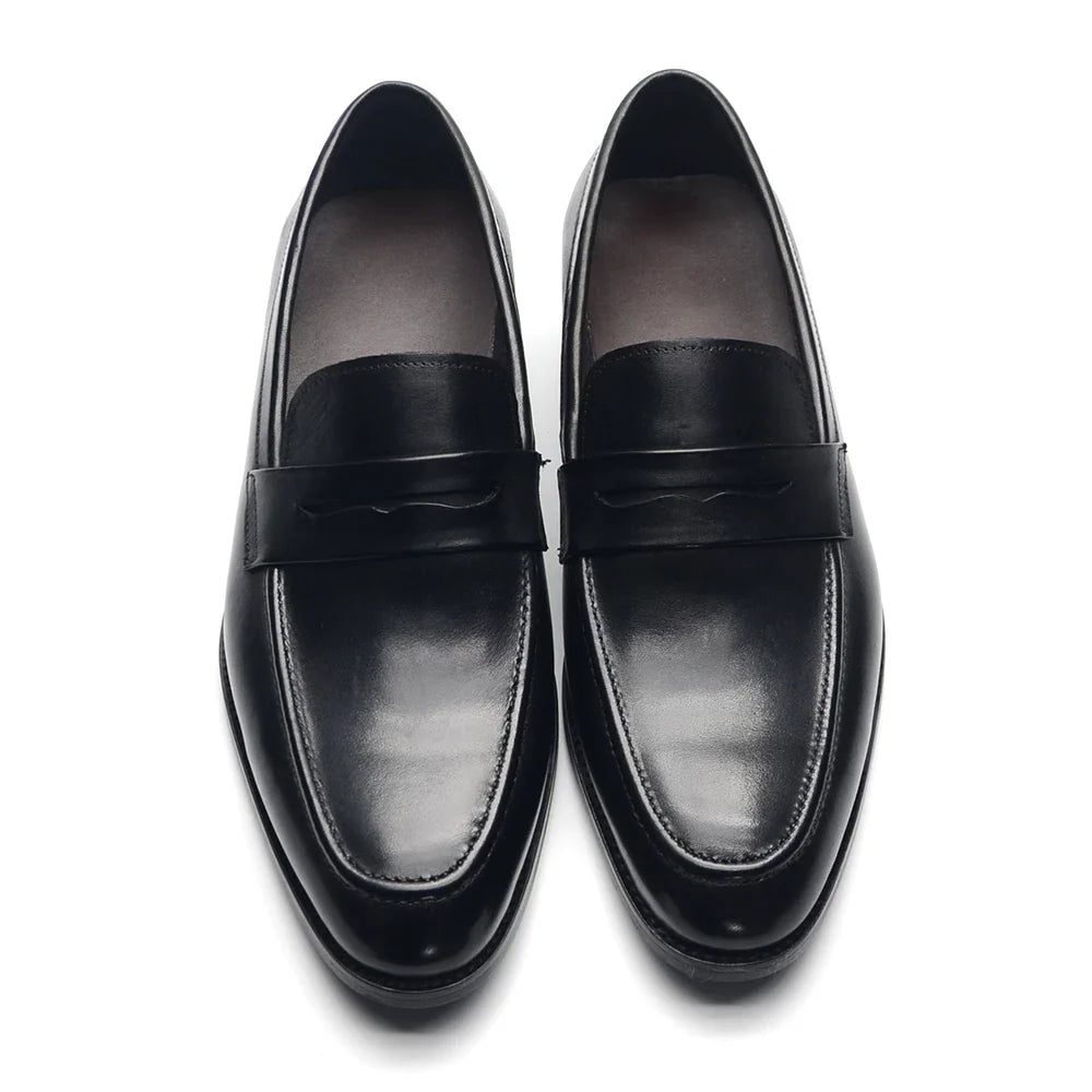 Luxury Brand Slip-On Men's Dress Shoes Genuine Leather Italian Penny Loafers Brown Blue Black Wedding Party Formal Footwear Male