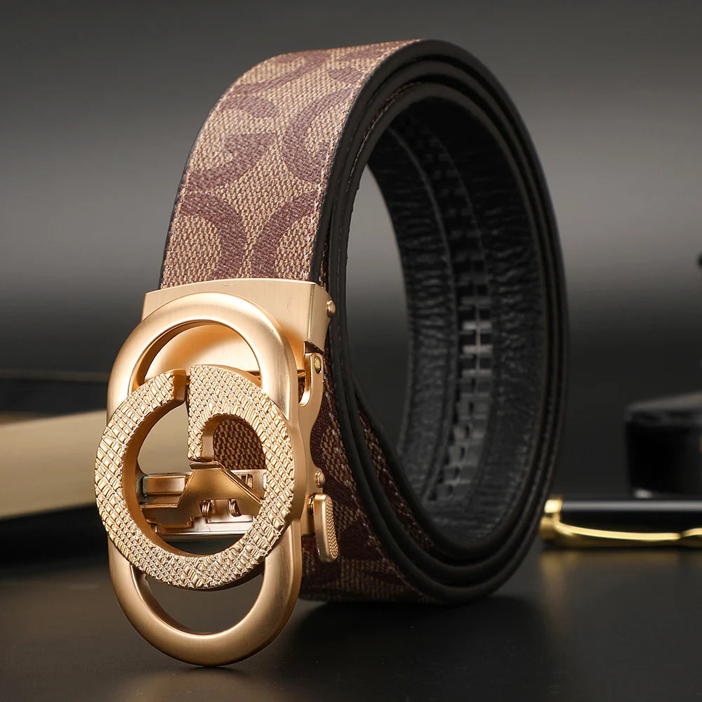 New Width 3.4cm Women's Belt Formal Leather Canvas Belt Women High Quality Metal Buckle Male Belt for men jeans work belt