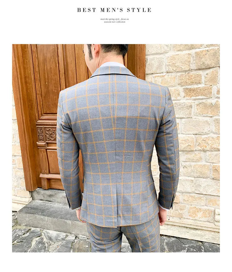 High-Quality Large Size Men's Wedding Suit 5XL S-Fourth Quarter 2024 Fashion Handsome Two-Piece Acetate Set (Suit + Trousers)