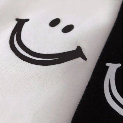 1pcs Girl Summer Smile Print T-shirts Women Classic Basic Fashion Tees Students Short Sleeve Loose Tops Female Round Neck Tshirt