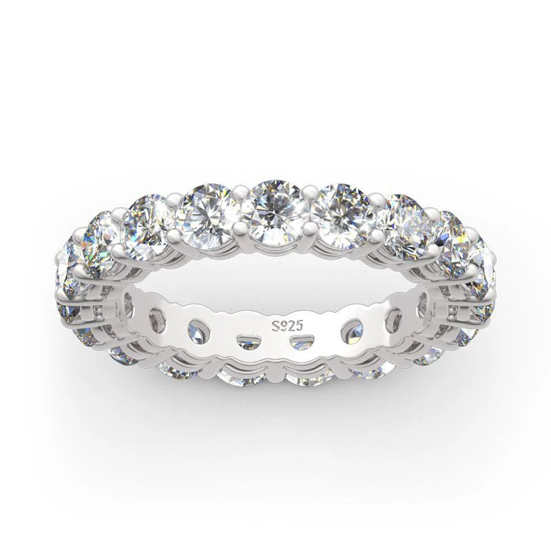 Personalized Moissanite Full Eternity Bands 925 Sterling Silver Ring For Women Girl Fine Jewelry 5mm 3mm D Moissanite Ring