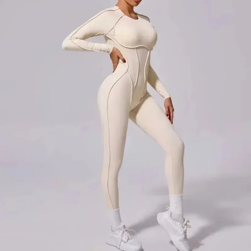Women's High Elasticity Sports Bodysuit Kit Yoga Fitness Jumpsuit Open Back Hip-Lift Outdoors Gym Workout Sexy Fitness Outfit