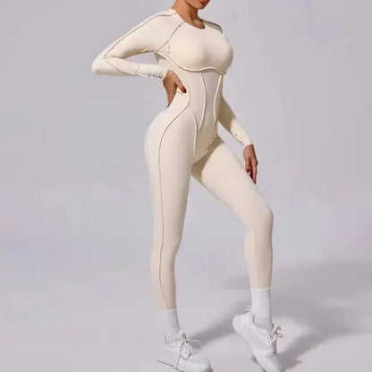 Women's High Elasticity Sports Bodysuit Kit Yoga Fitness Jumpsuit Open Back Hip-Lift Outdoors Gym Workout Sexy Fitness Outfit