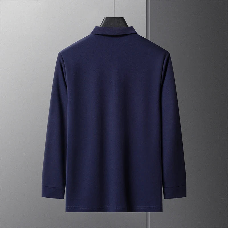New Best-selling Spring and Autumn Men's Trendy Fashion Lapel Embroidered Long Sleeved Top Polo Shirt Sweatshirt T-shirt
