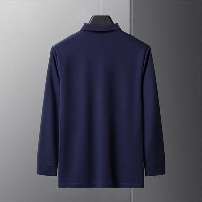 New Best-selling Spring and Autumn Men's Trendy Fashion Lapel Embroidered Long Sleeved Top Polo Shirt Sweatshirt T-shirt