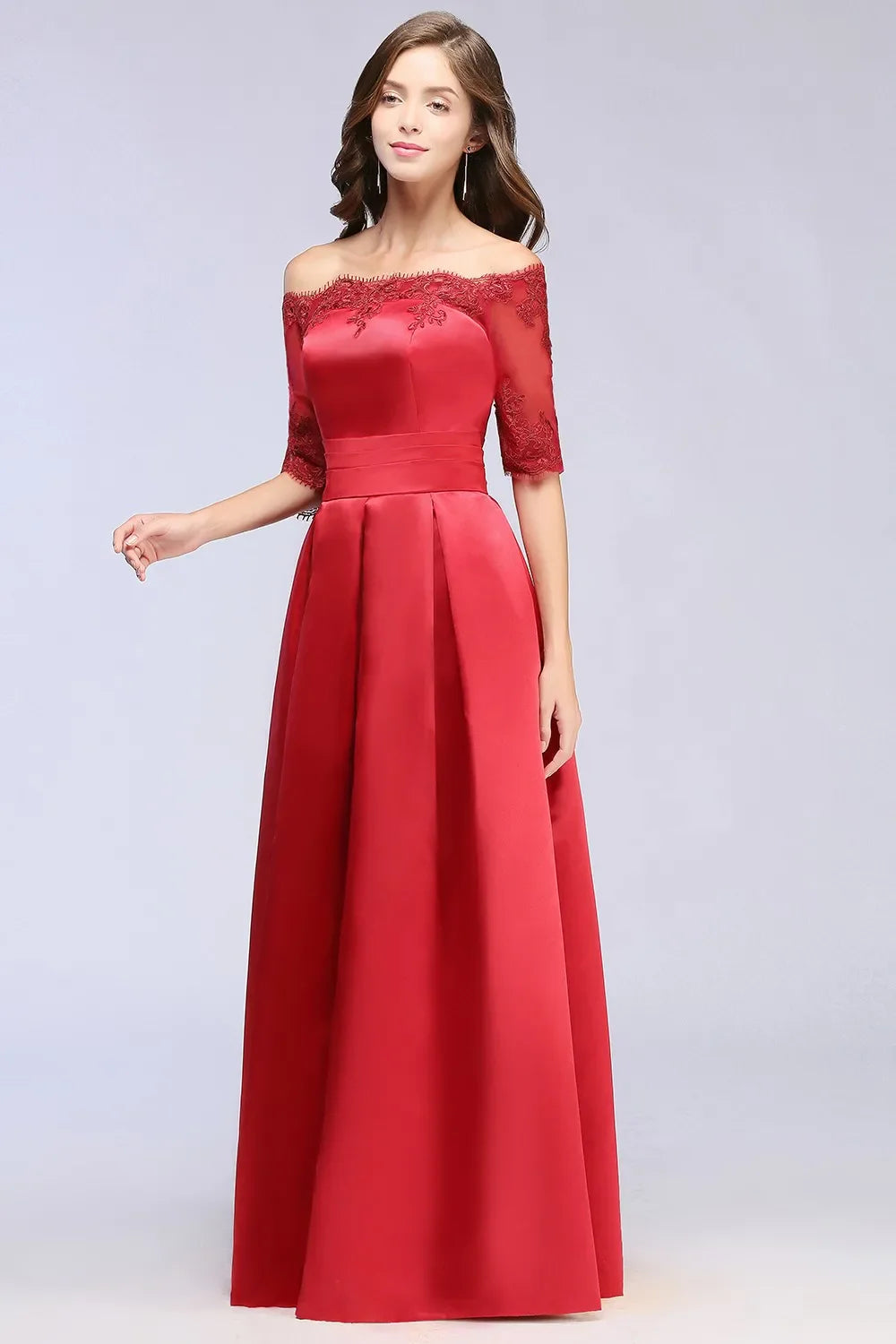 Luxury Lace Appliques Evening Dresses Elegant Satin A Line Embroidery Lace Up Prom Gowns Formal Party Vestido De Gala For Bride