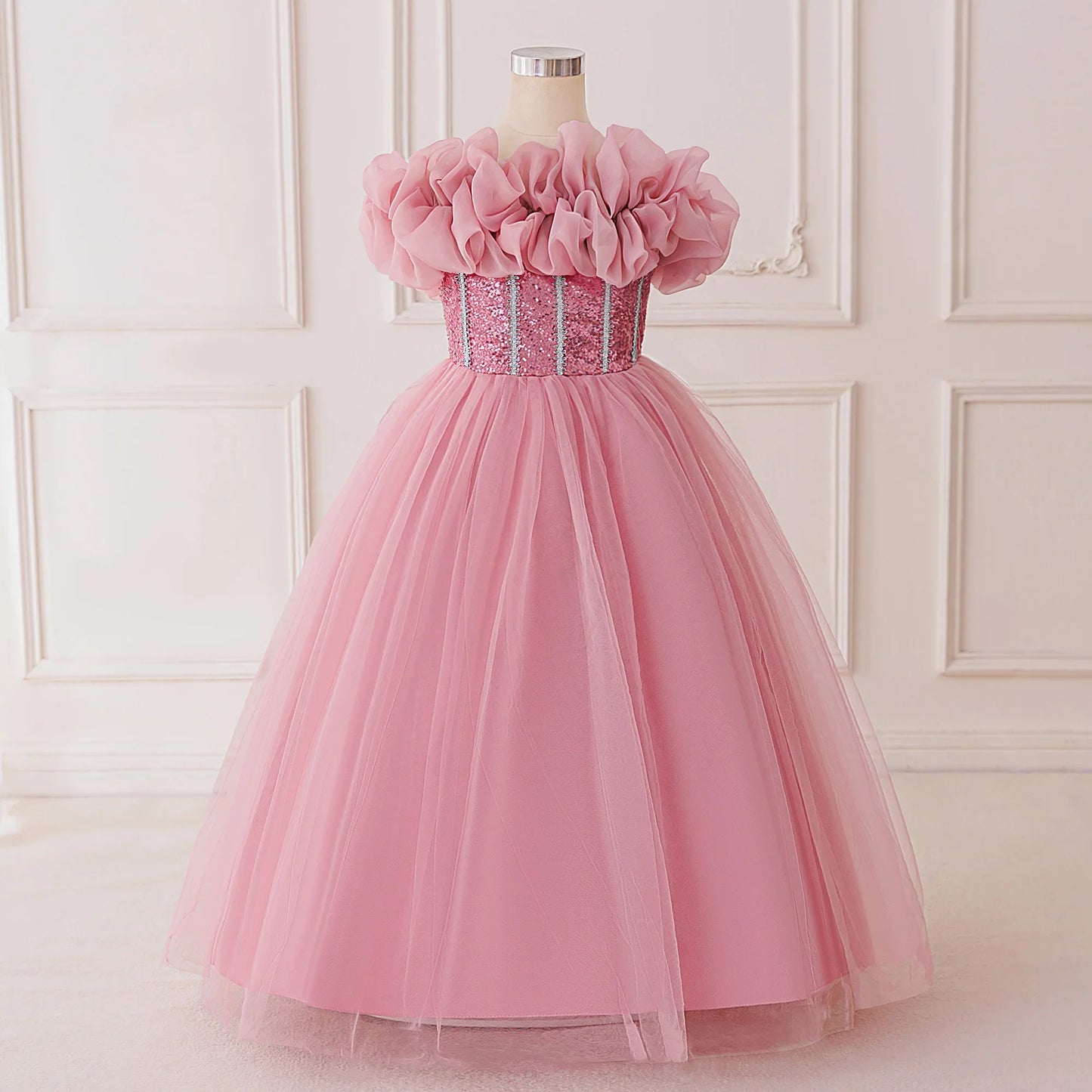 Vestido de Festa de Lantejoulas de Verão para Meninas Madrinhas Elegante Vestido de Baile Princesa para Casamento Vestido de Aniversário de Menina Roupa Infantil para Cerimônia de Formatura