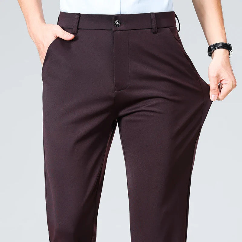 Mens Black Slim Fit Stretch Dress Pants Professional Office Trousers