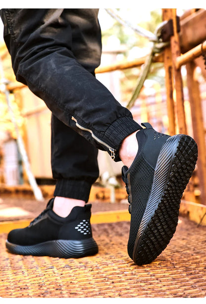 Safety Shoes Men With Steel Toe Cap Anti-smash Men Work Shoes Sneakers Light Puncture-Proof Indestructible Shoes Dropshipping