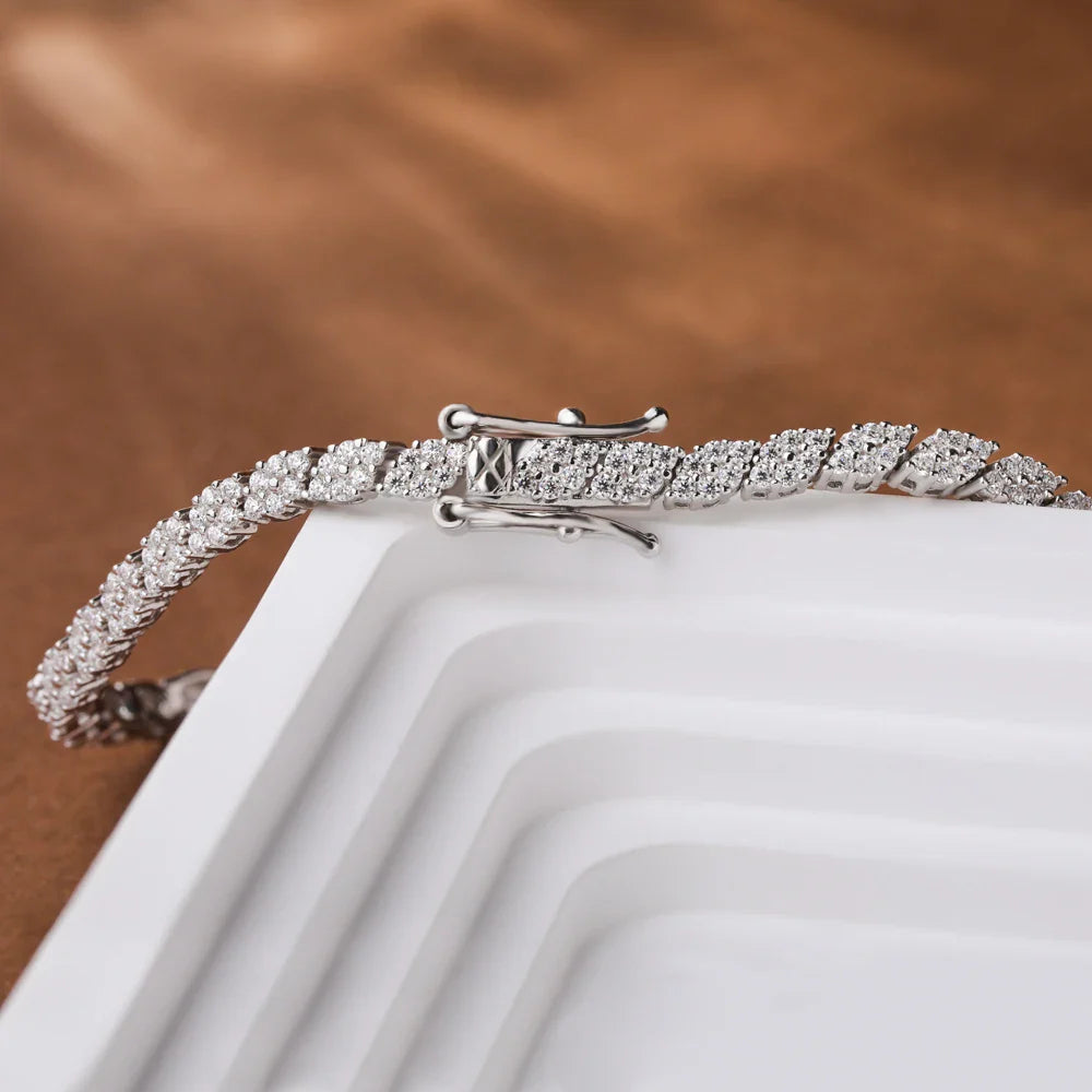 Shape Full Moissanite Tennis Bracelets for Women Men S925 Silver D Color Sparkling Diamond Bangles with Certificate