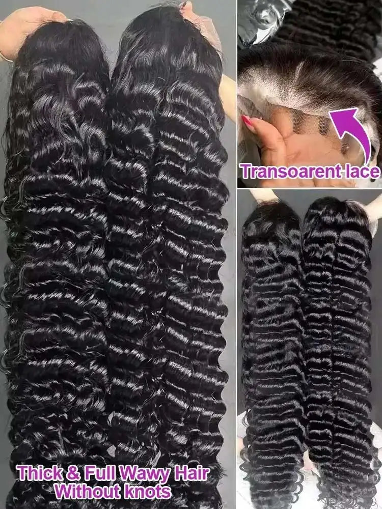 13x6 HD Lace Loose Deep Wave Frontal Wigs 40 42 Inch Deep Curly Lace Front Human Hair Wigs Preplucked Glueless Wig Human Hair