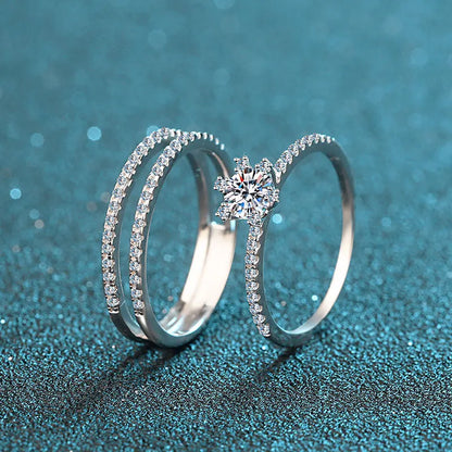 2pcs Diamond Rings GRA Certified D VVS1 Moissanite 925 Sterling Silver Plated 18k white gold Wedding Band Bridal Sets
