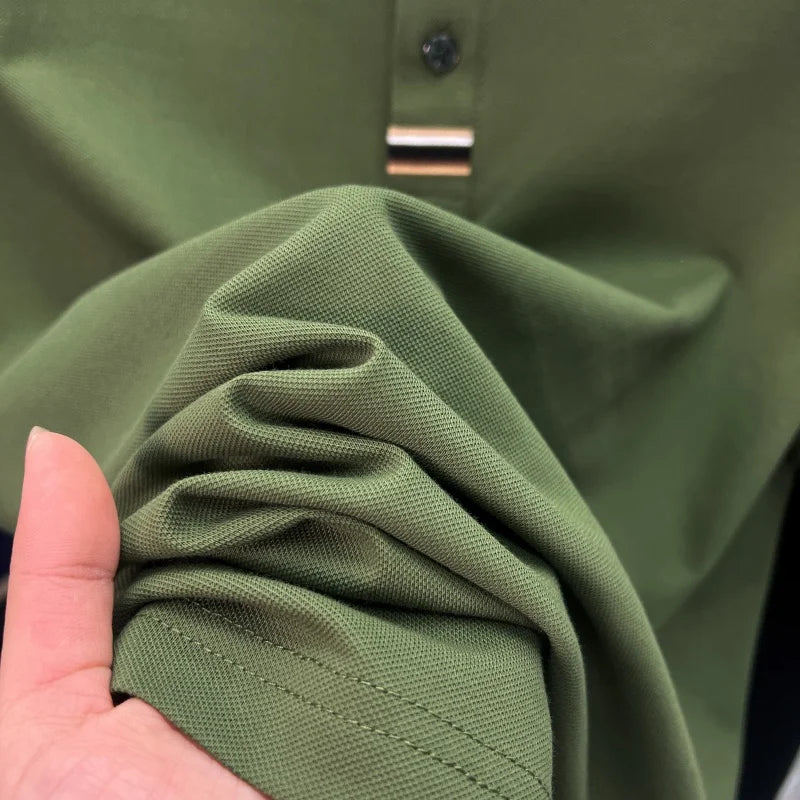 Luxury Design Men's Polo Shirt Lapel Short Sleeve T-Shirt Summer New Solid Color Simple Fashion Casual Business Office Menswear