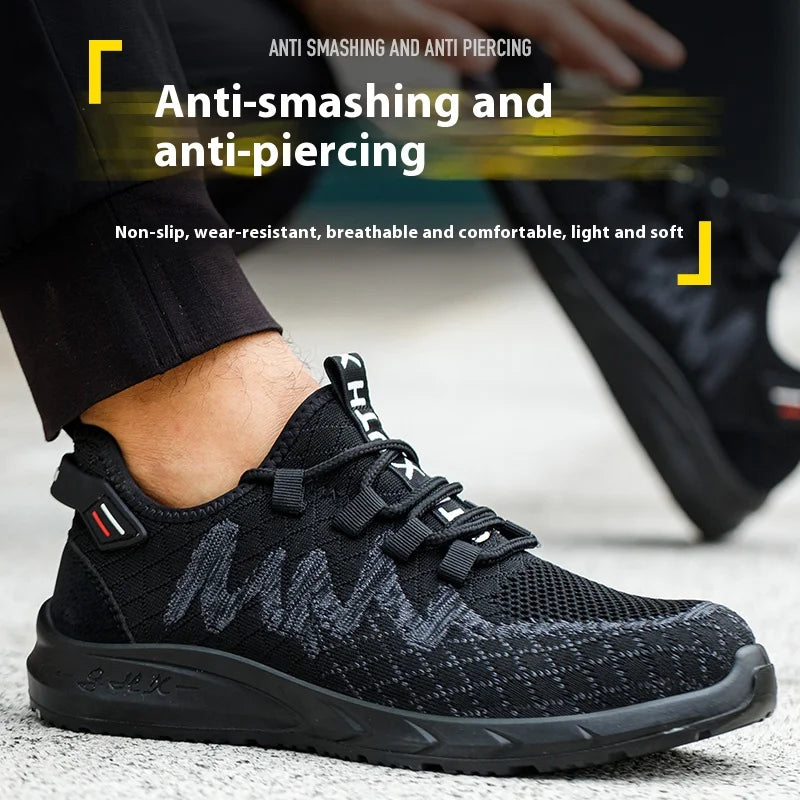 Light Breathable Sneaker Safety Shoes Steel Toe Shoes for Men Anti-slip Anti-impact Anti-puncture Outdoor Work Security Shoes