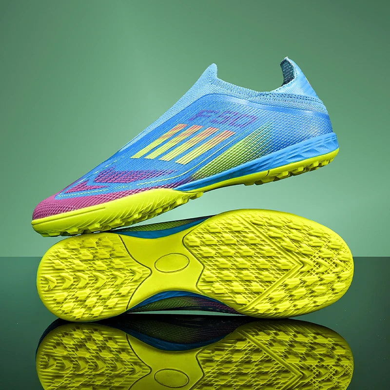 Without-Lace Mens Soccer Shoes f50 SLIP-ON Non-Slip Turf Soccer Cleats TF BOYS FG Training Football Boots Chuteira Campo 35-45