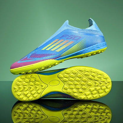 Without-Lace Mens Soccer Shoes f50 SLIP-ON Non-Slip Turf Soccer Cleats TF BOYS FG Training Football Boots Chuteira Campo 35-45