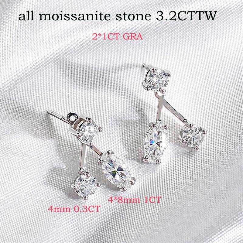 Certified Moissanite Drop Earrings Test Passed Jewelry Luxury Wedding Women S925 Sterling Silver Labd Diamond Earring