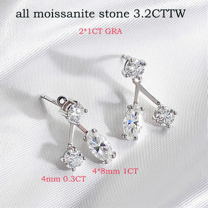 Certified Moissanite Drop Earrings Test Passed Jewelry Luxury Wedding Women S925 Sterling Silver Labd Diamond Earring
