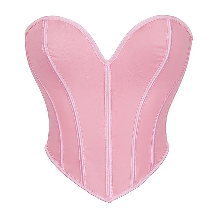Women Fashion Corset Crop Top Lace Up Brocade Overbust Bustiers Body Shaper Lingerie Sexy Woman Push Up Corselet