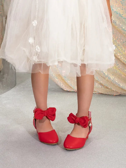 Girl Princess Dress Sandals Summer New Versatile Kids Fashion High Heels Shoes Sweet Bowknot Versatile Children Causal Sandals